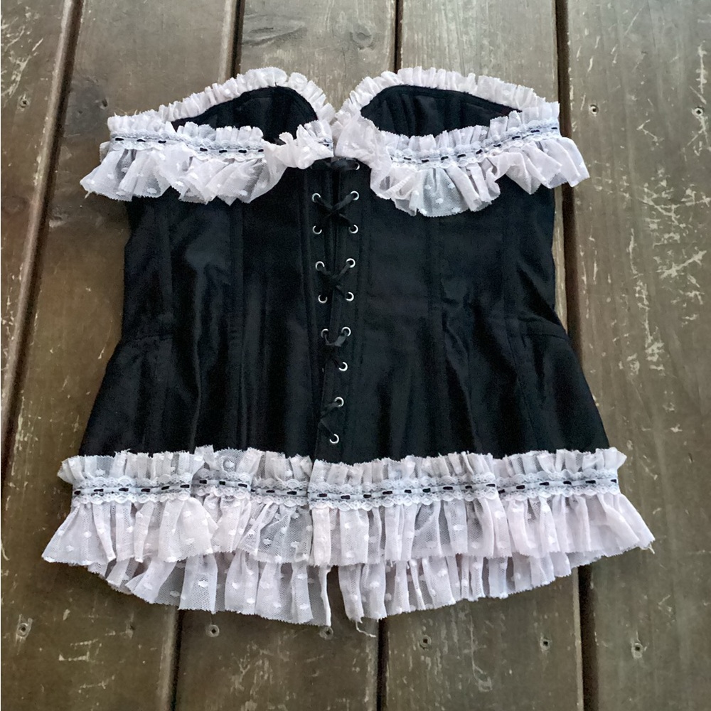 Y2K Victoria's Secret Sexy Little Thing Black Pink Corset Bustier L - Picture 4 of 6